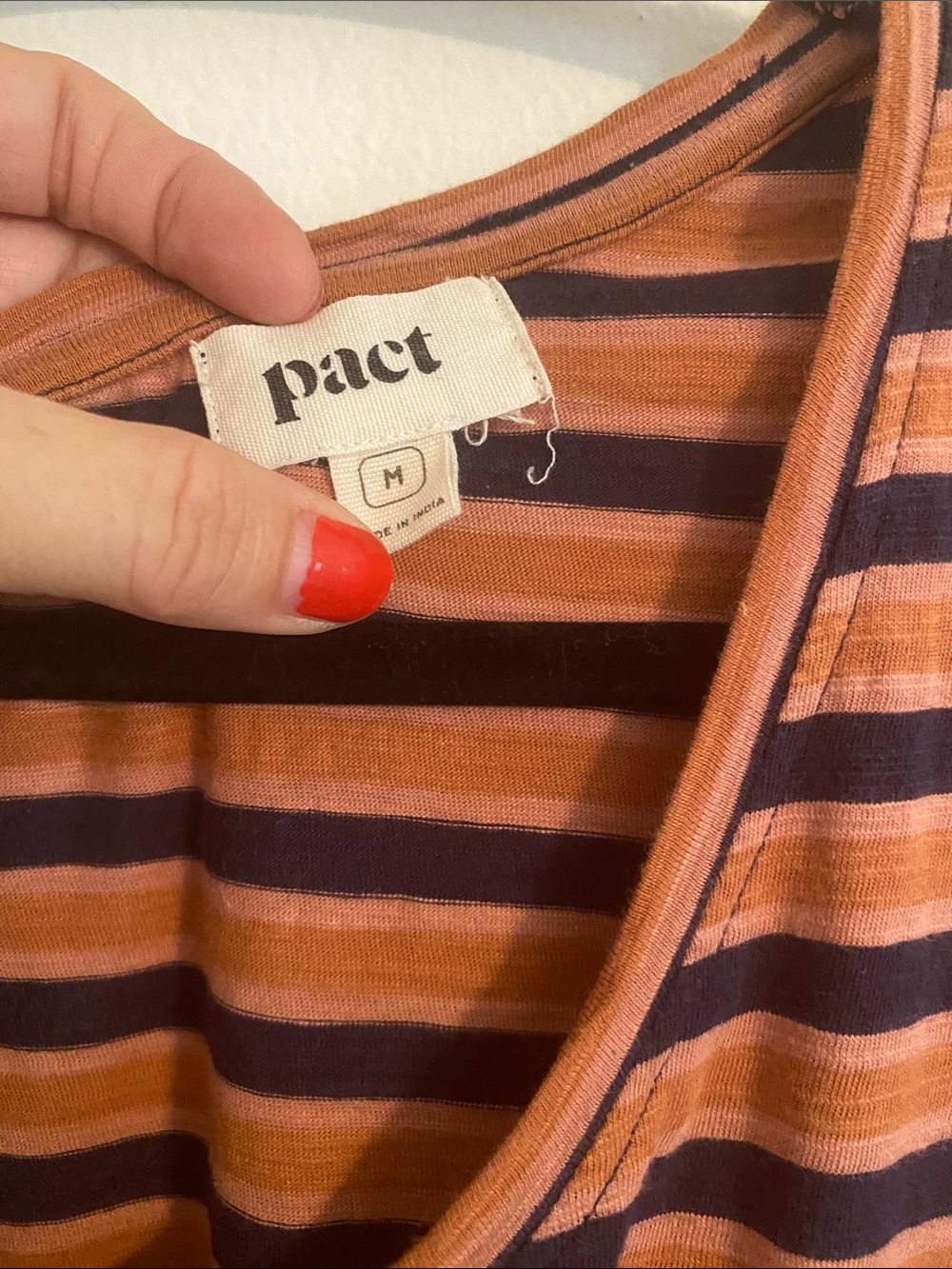 Pact Striped Scoop Tank - Rust & Navy